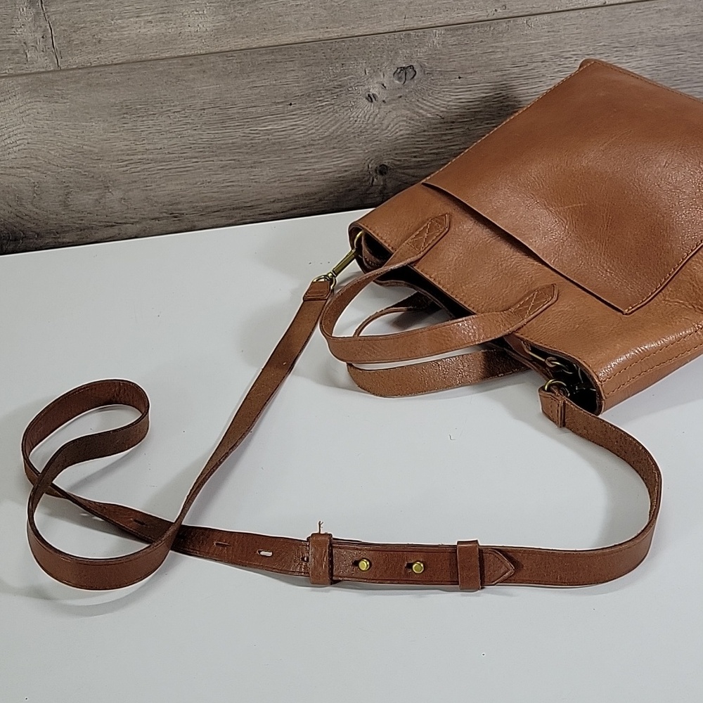Madewell Transport Cognac Leather Tote Bag - Picture 6 of 13
